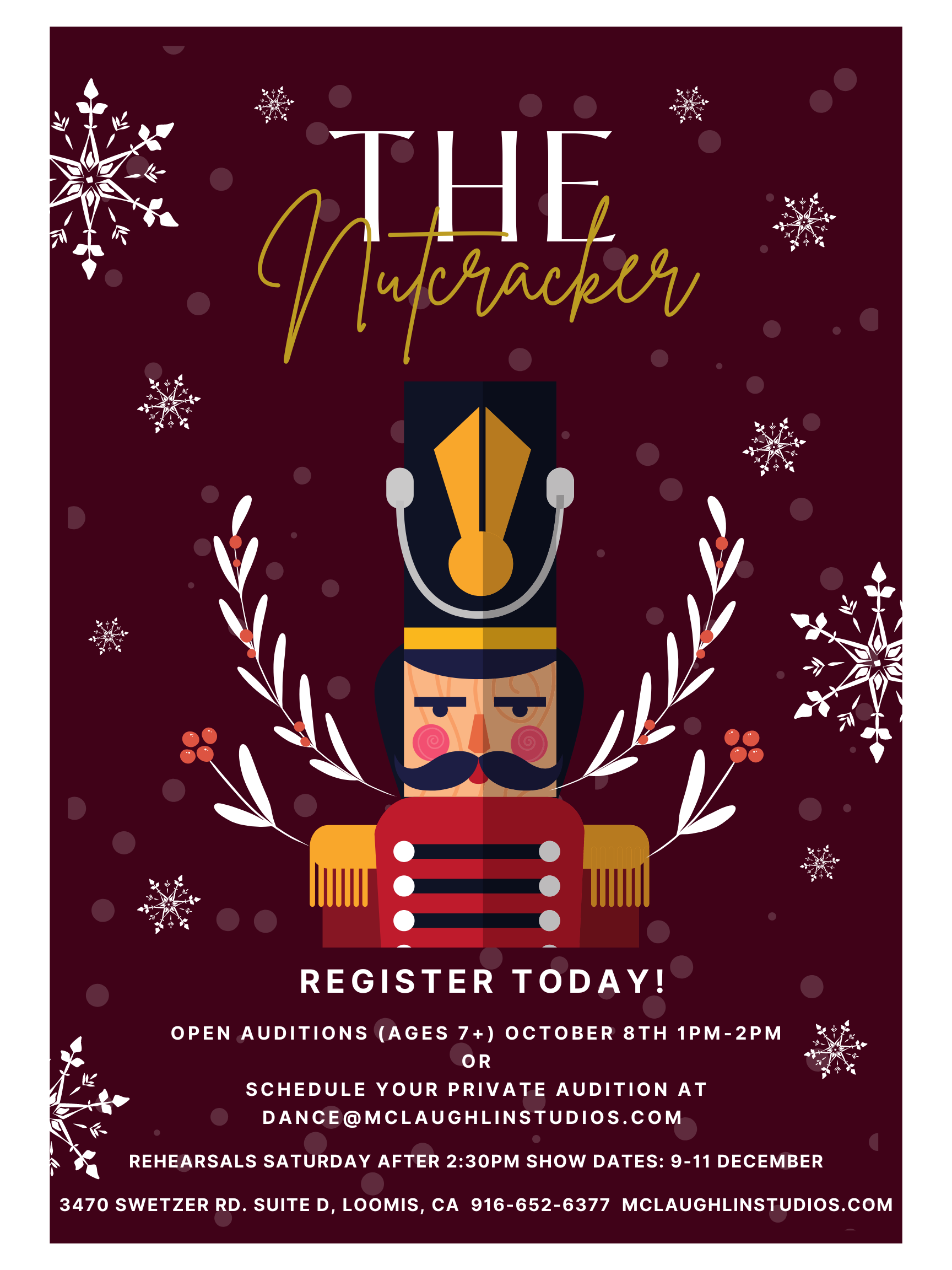 Big Nutcracker Oct Auditions Poster 18x24in